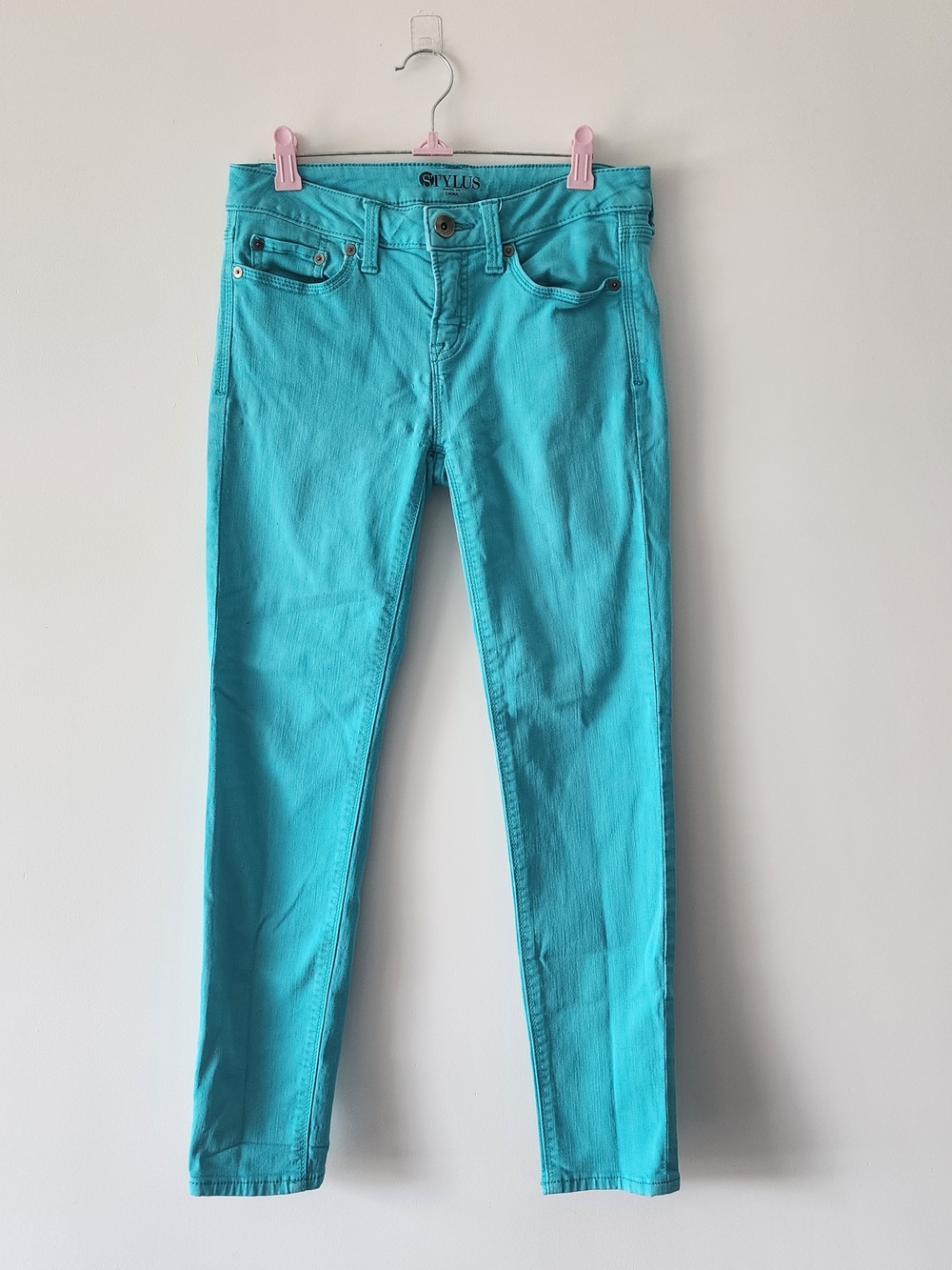 Stylus Skinny Ankle Jeans Womens 26/2 Teal Blue Denim Stretch Casual Boho Casual